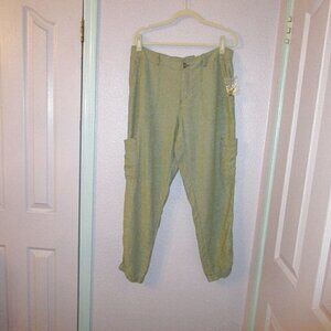 Sonoma Linen Blend Cargo Pants Womens 14 Jogger High Rise Pockets Sydney Utility